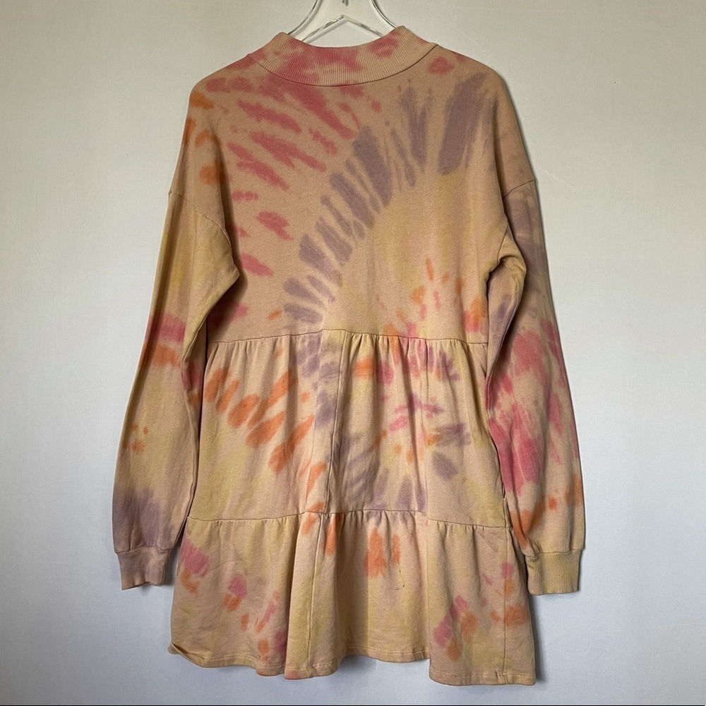 Pastel Tie Dye Tiered Sweatshirt Dress M - Picture 7 of 11